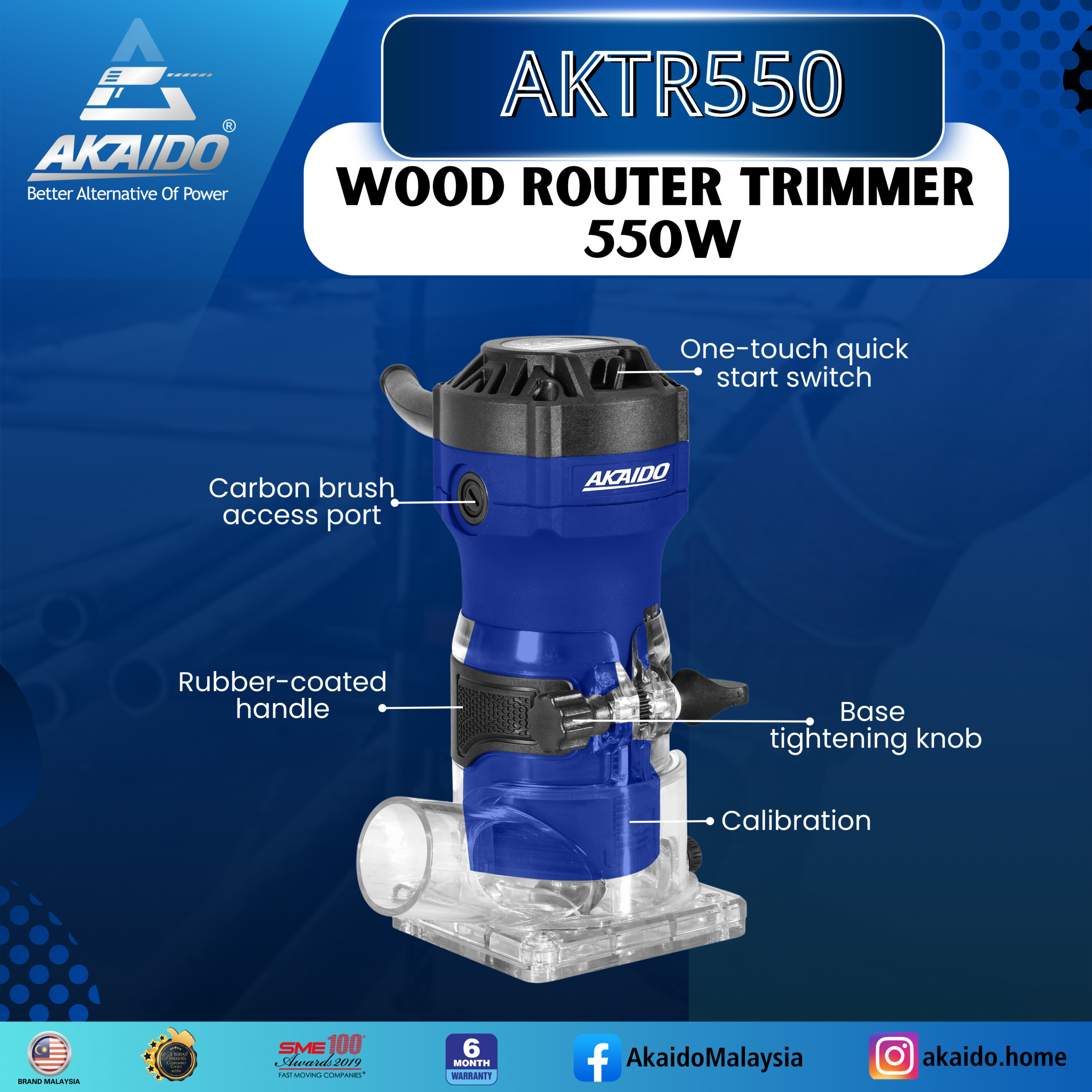 WOOD ROUTER TRIMMER 550W AKTR550 – AKAIDO
